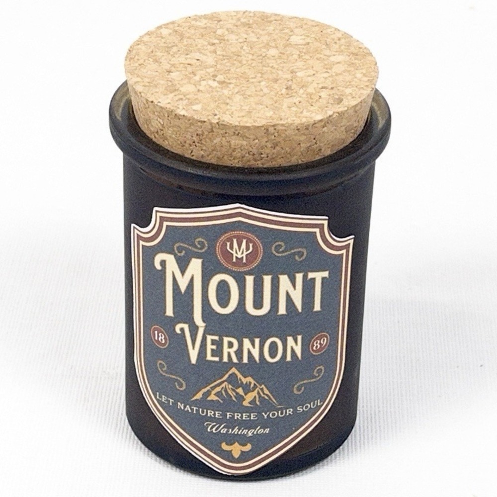 Montana Farmacy Co Mount Vernon WA Candle Green Glass Cork Lid Wood Wick
